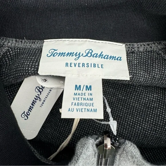TOMMY BAHAMA Flip Coast Men's Full Zip Vest SIZE M GrayReversible Casual $110